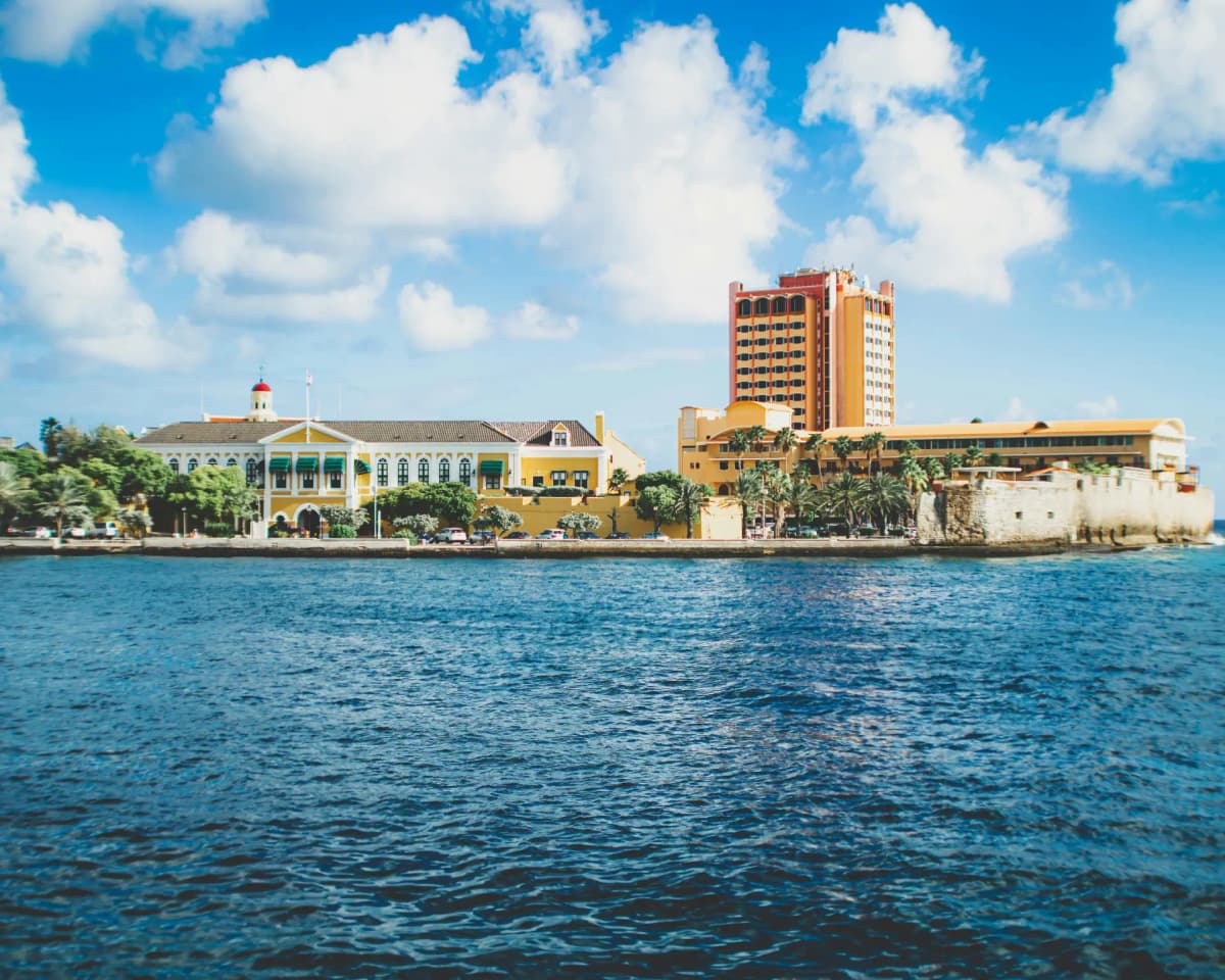 Historic clock tower in Caribbean colonial architecture