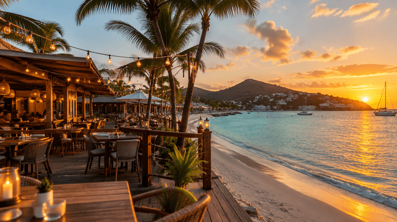 Rijden richting Pic Paradis op Sint Maarten met uitzicht over het eiland
