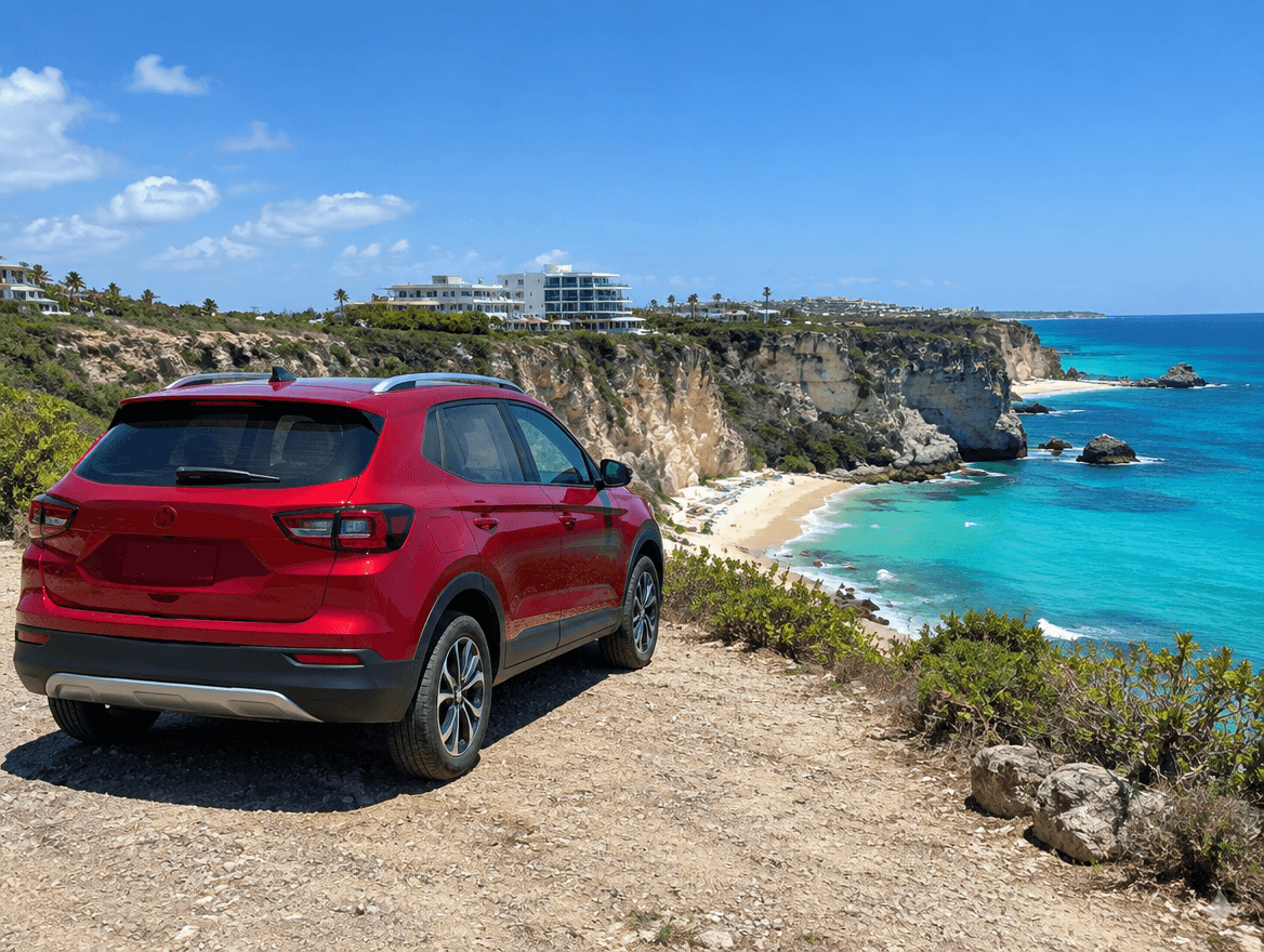 Voiture de location prête au retrait à l'arrivée à Saint-Martin