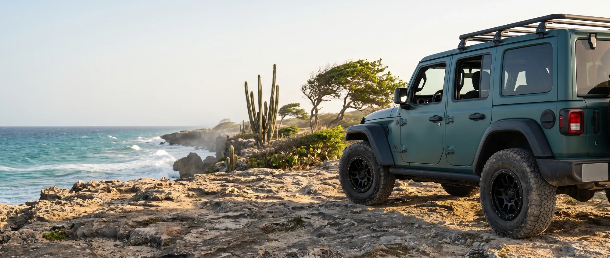 Aluguel de Jeep em Curaçao — Jeep Wrangler na costa de Curaçao